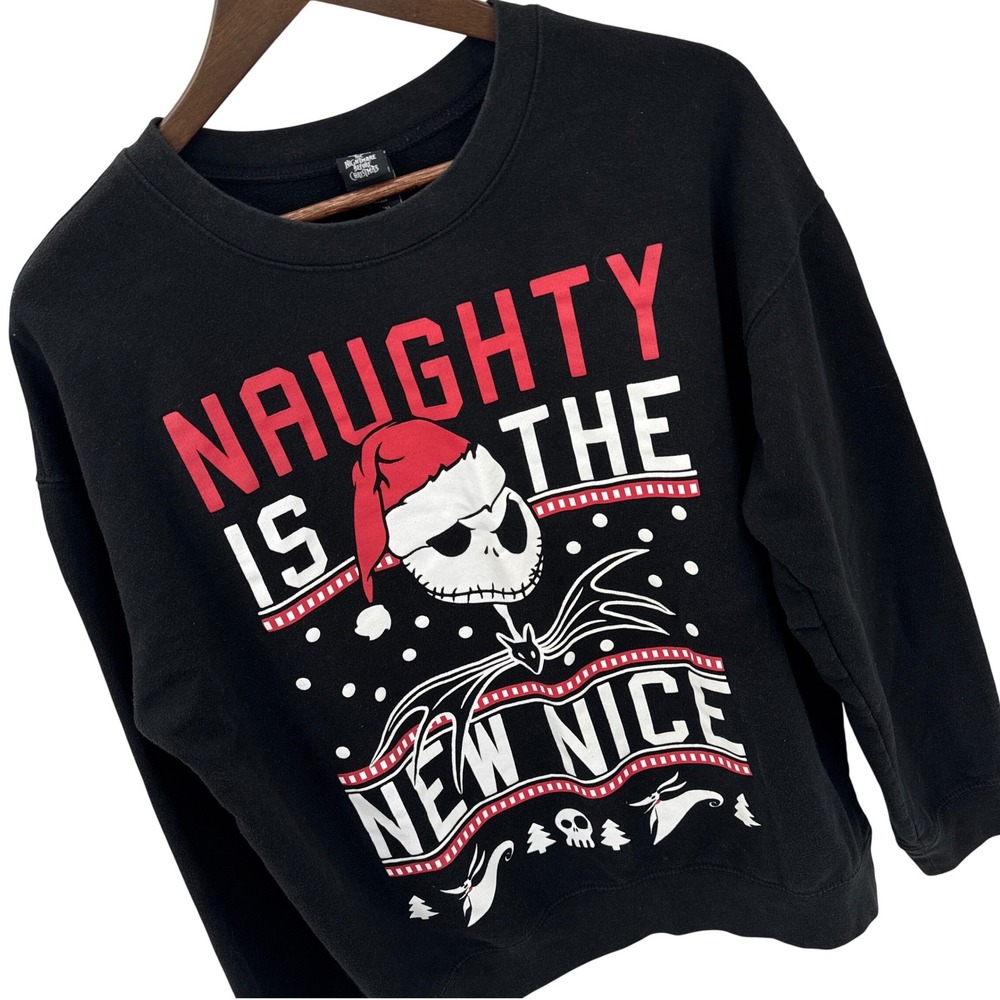 Disney‎ Nightmare Before Christmas Sweatshirt Men's XXL Black Jack Skellington